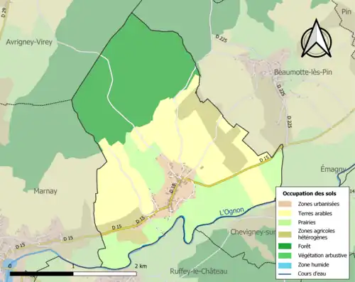 Carte en couleurs présentant l'occupation des sols.