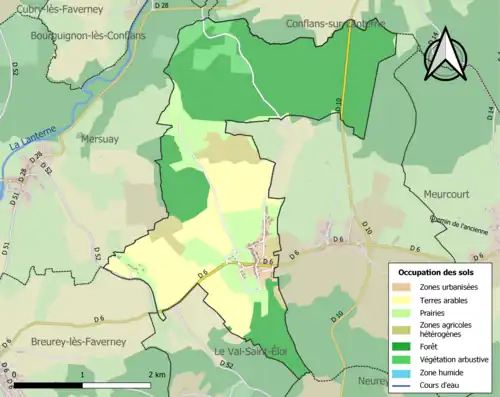 Carte en couleurs présentant l'occupation des sols.