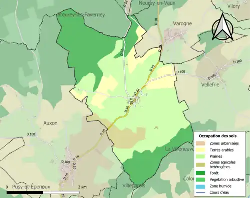 Carte en couleurs présentant l'occupation des sols.