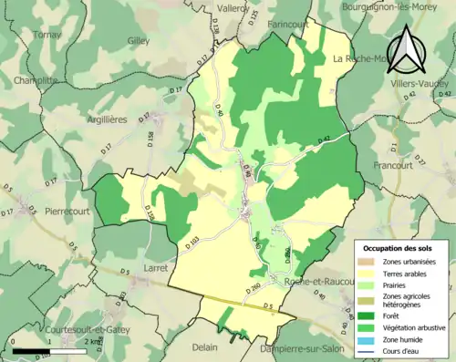 Carte en couleurs présentant l'occupation des sols.