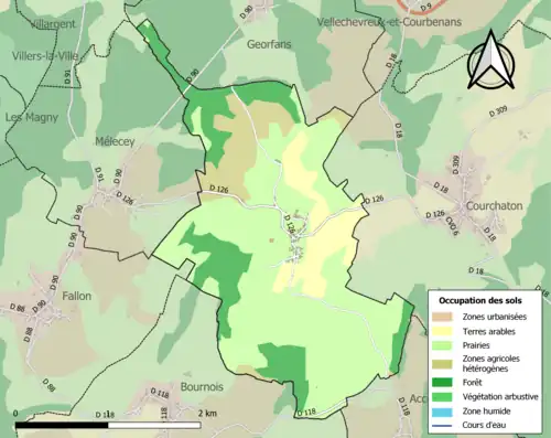 Carte en couleurs présentant l'occupation des sols.