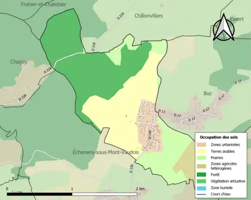 Carte en couleurs présentant l'occupation des sols.