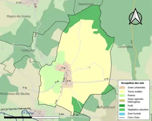 Carte en couleurs présentant l'occupation des sols.
