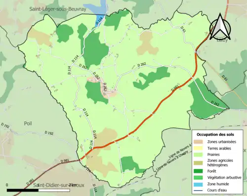 Carte en couleurs présentant l'occupation des sols.