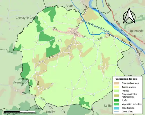 Carte en couleurs présentant l'occupation des sols.
