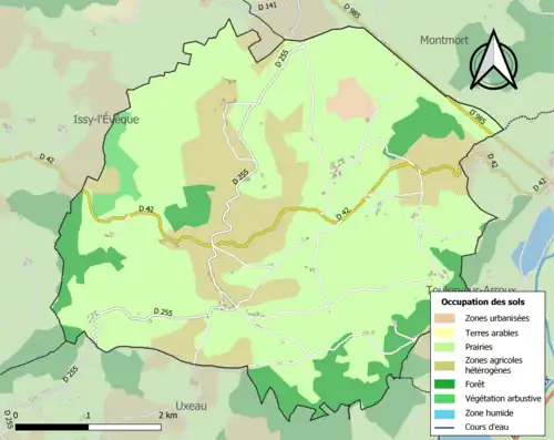 Carte en couleurs présentant l'occupation des sols.