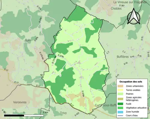 Carte en couleurs présentant l'occupation des sols.
