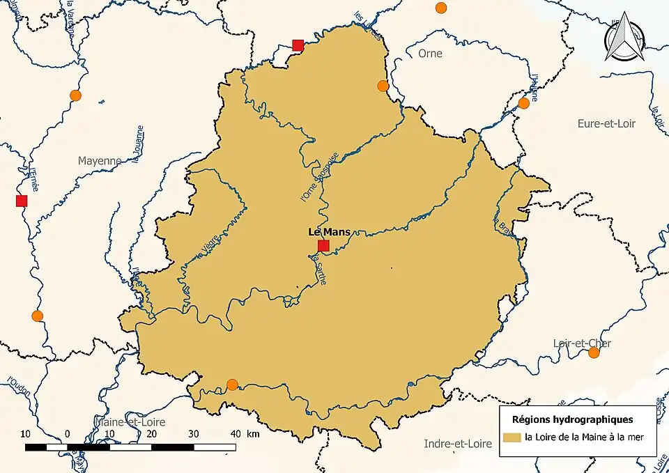 La Sarthe est entièrement incluse dans une seule région hydrographique.
