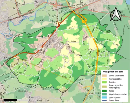 Carte en couleurs présentant l'occupation des sols.