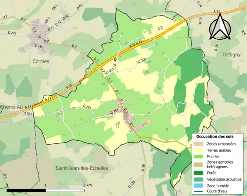 Carte en couleurs présentant l'occupation des sols.