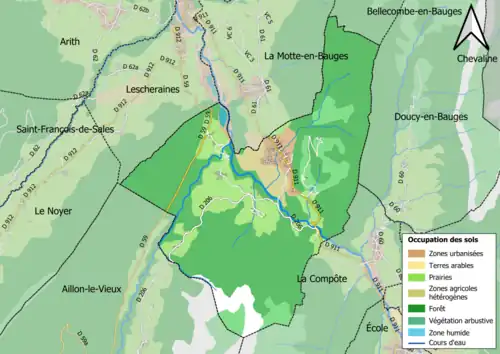 Carte en couleurs présentant l'occupation des sols.