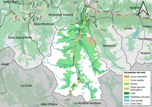 Carte en couleurs présentant l'occupation des sols.