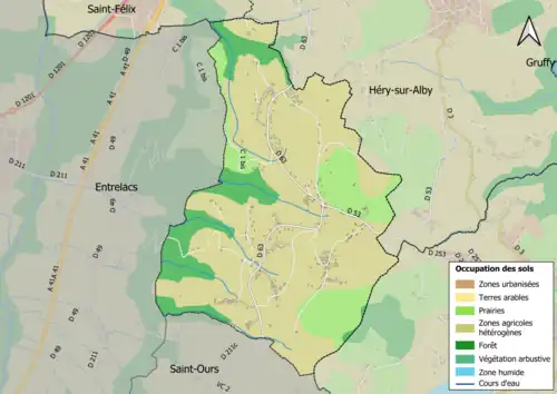 Carte en couleurs présentant l'occupation des sols.