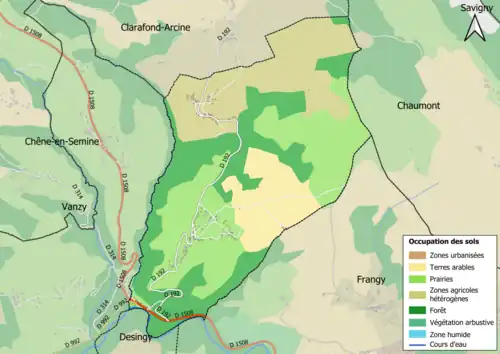 Carte en couleurs présentant l'occupation des sols.