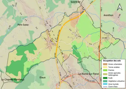 Carte en couleurs présentant l'occupation des sols.