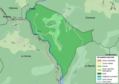 Carte en couleurs présentant l'occupation des sols.