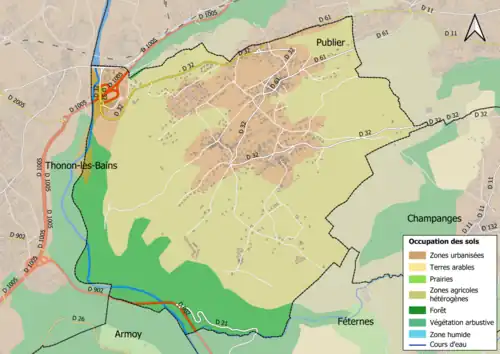 Carte en couleurs présentant l'occupation des sols.