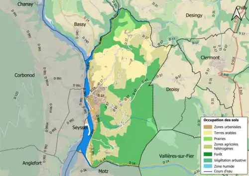 Carte en couleurs présentant l'occupation des sols.