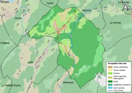Carte en couleurs présentant l'occupation des sols.