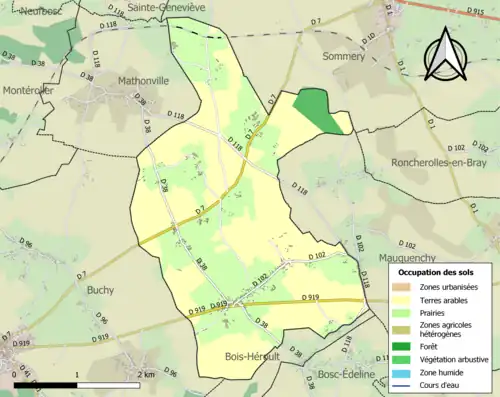 Carte en couleurs présentant l'occupation des sols.
