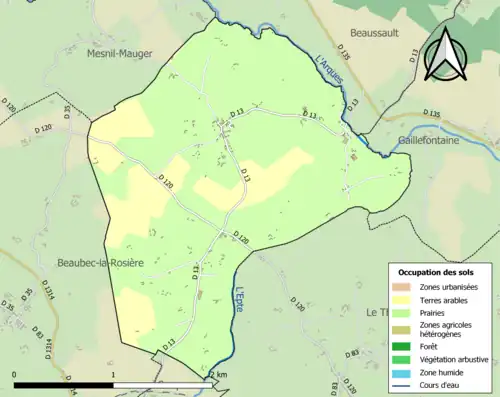 Carte en couleurs présentant l'occupation des sols.