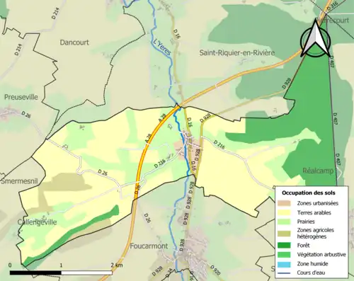 Carte en couleurs présentant l'occupation des sols.