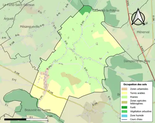 Carte en couleurs présentant l'occupation des sols.