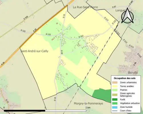 Carte en couleurs présentant l'occupation des sols.