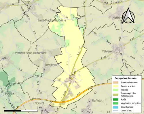 Carte en couleurs présentant l'occupation des sols.