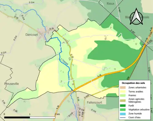 Carte en couleurs présentant l'occupation des sols.