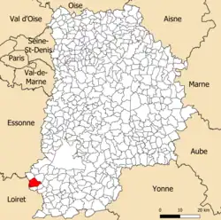 Localisation dans le département de Seine-et-Marne.
