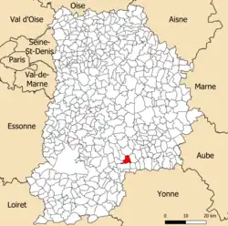Localisation dans le département de Seine-et-Marne.