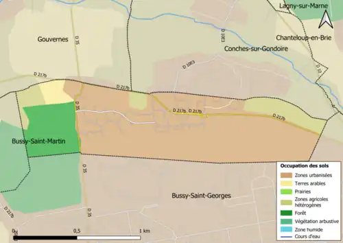Carte des infrastructures et de l'occupation des sols en 2018 (CLC) de la commune.