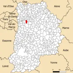 Localisation dans le département de Seine-et-Marne.