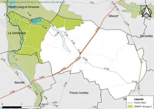 Carte des ZNIEFF de type 2 de la commune.