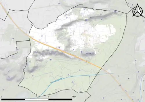 Carte montrant en couleurs le relief d'une commune