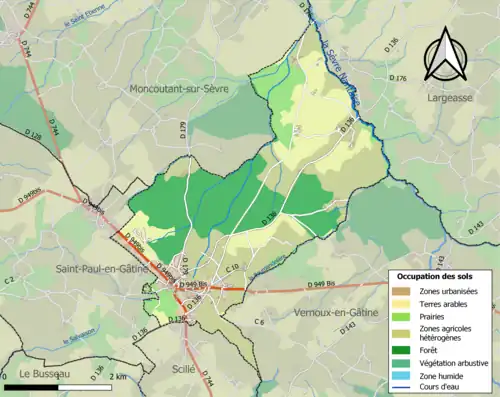 Carte en couleurs présentant l'occupation des sols.