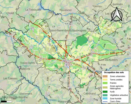 Carte en couleurs présentant l'occupation des sols.