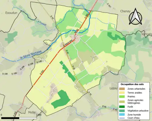 Carte en couleurs présentant l'occupation des sols.
