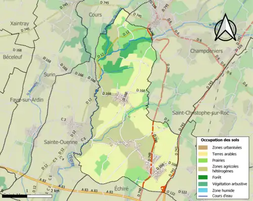 Carte en couleurs présentant l'occupation des sols.