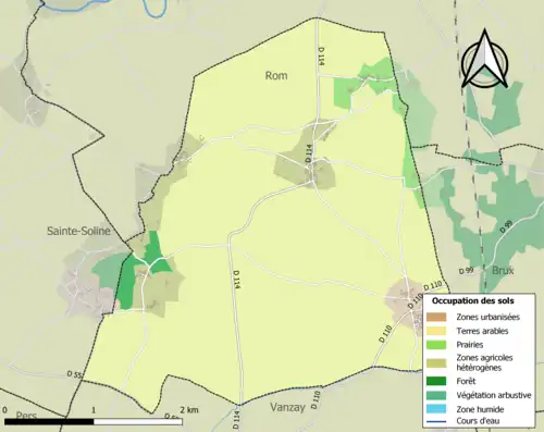 Carte en couleurs présentant l'occupation des sols.