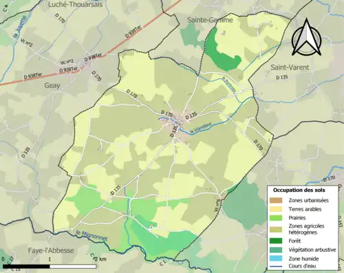 Carte en couleurs présentant l'occupation des sols.