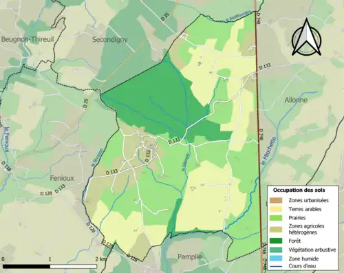 Carte en couleurs présentant l'occupation des sols.