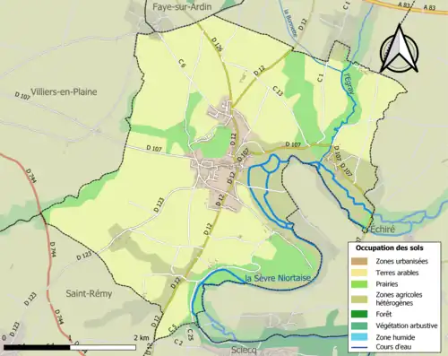 Carte en couleurs présentant l'occupation des sols.