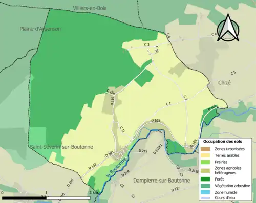 Carte en couleurs présentant l'occupation des sols.