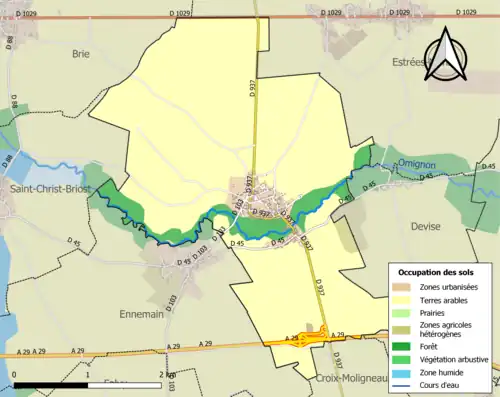 Carte en couleurs présentant l'occupation des sols.