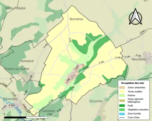 Carte en couleurs présentant l'occupation des sols.