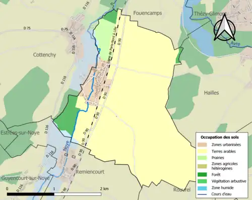 Carte en couleurs présentant l'occupation des sols.
