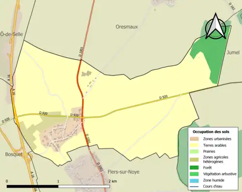 Carte en couleurs présentant l'occupation des sols.