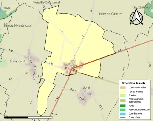 Carte en couleurs présentant l'occupation des sols.